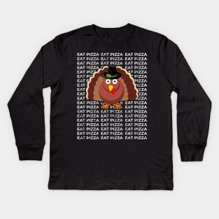 Save Turkey Eat Pizza Funny Thanksgiving Kids Long Sleeve T-Shirt